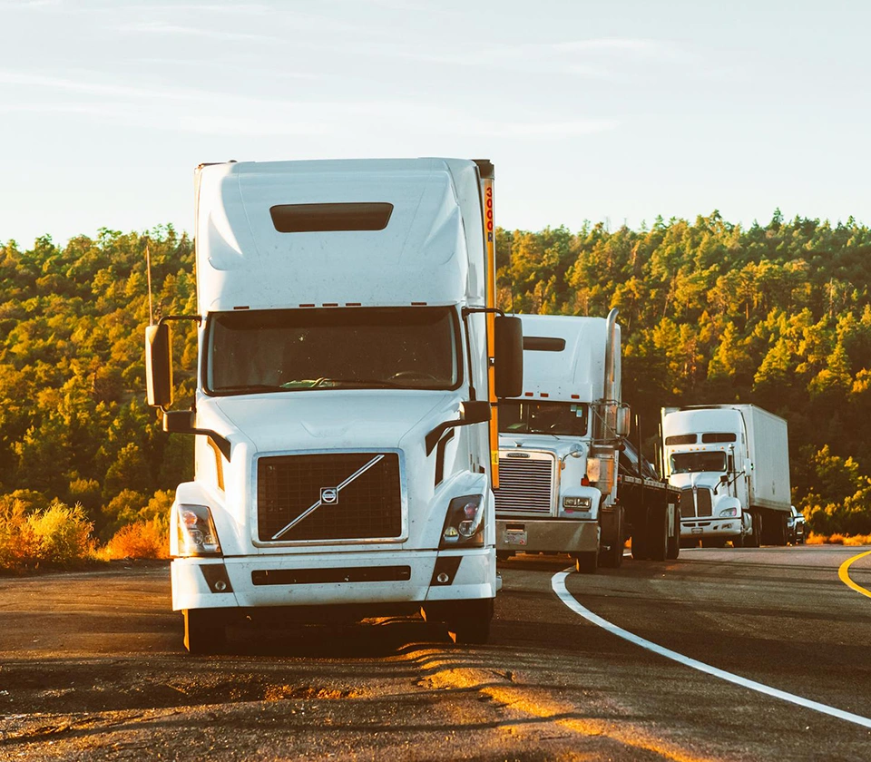 Trucks-on-a-beautiful-road