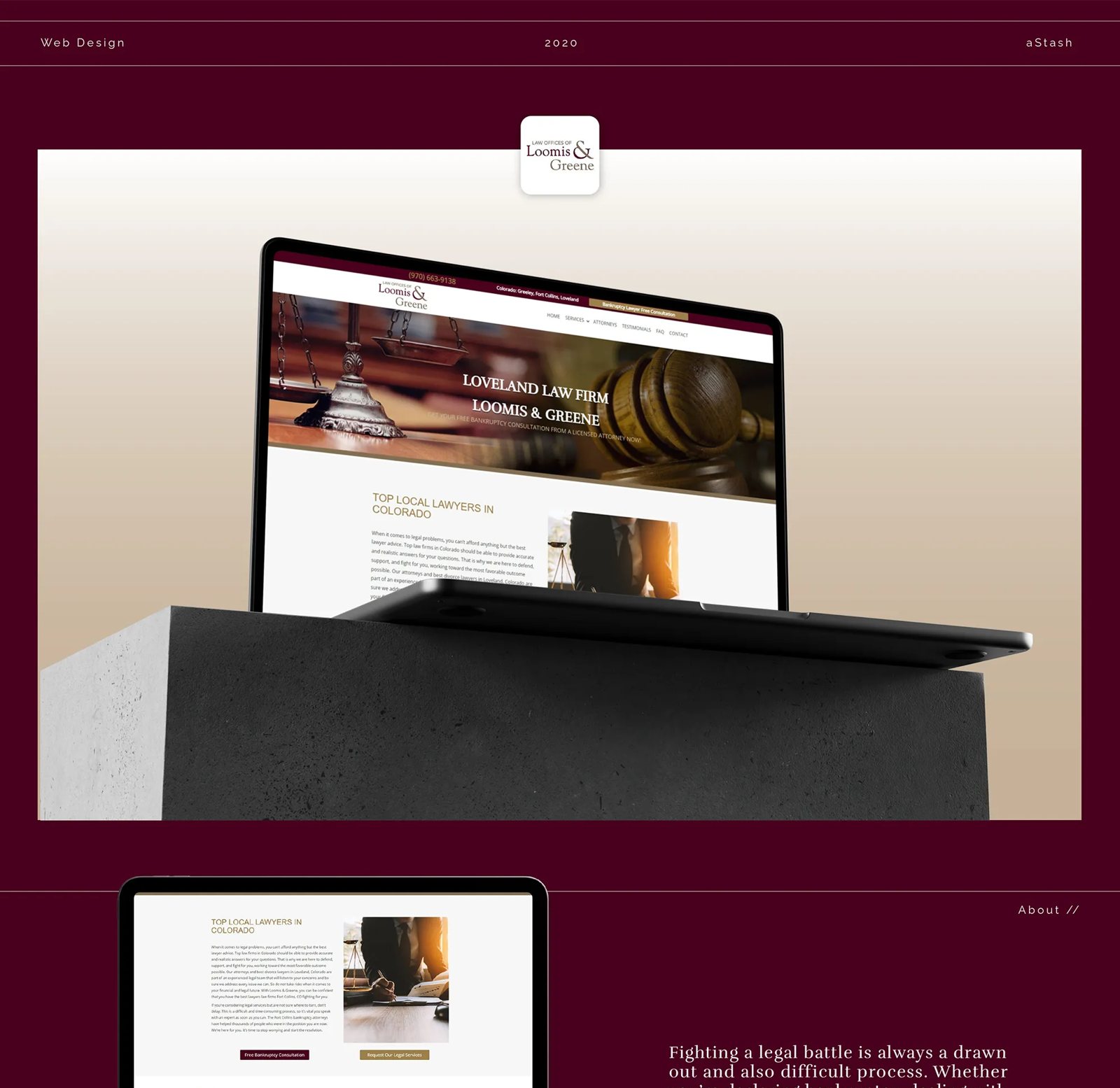 Loomis and Greene website on a laptop