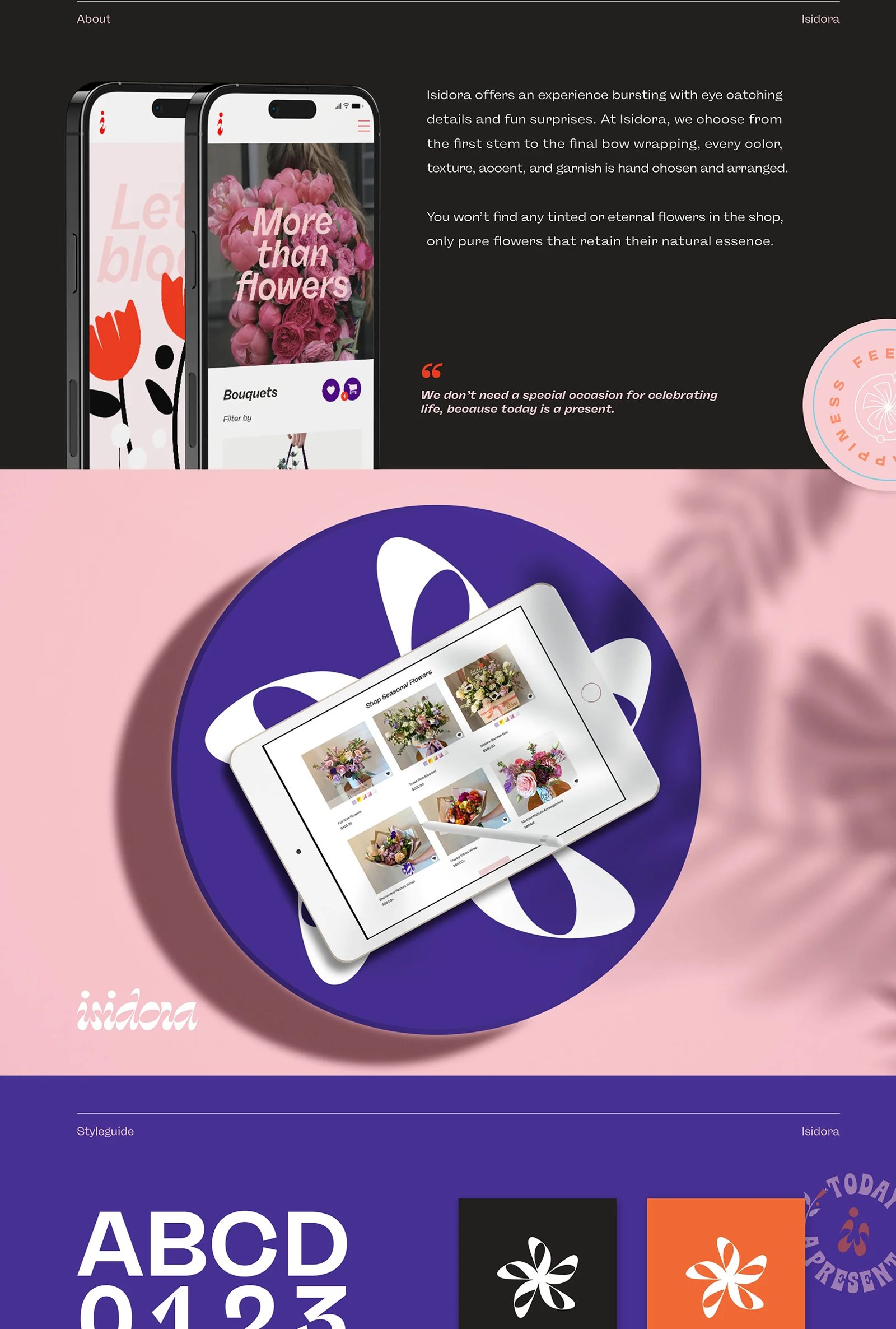 Isidora Flowers shop on a tablet