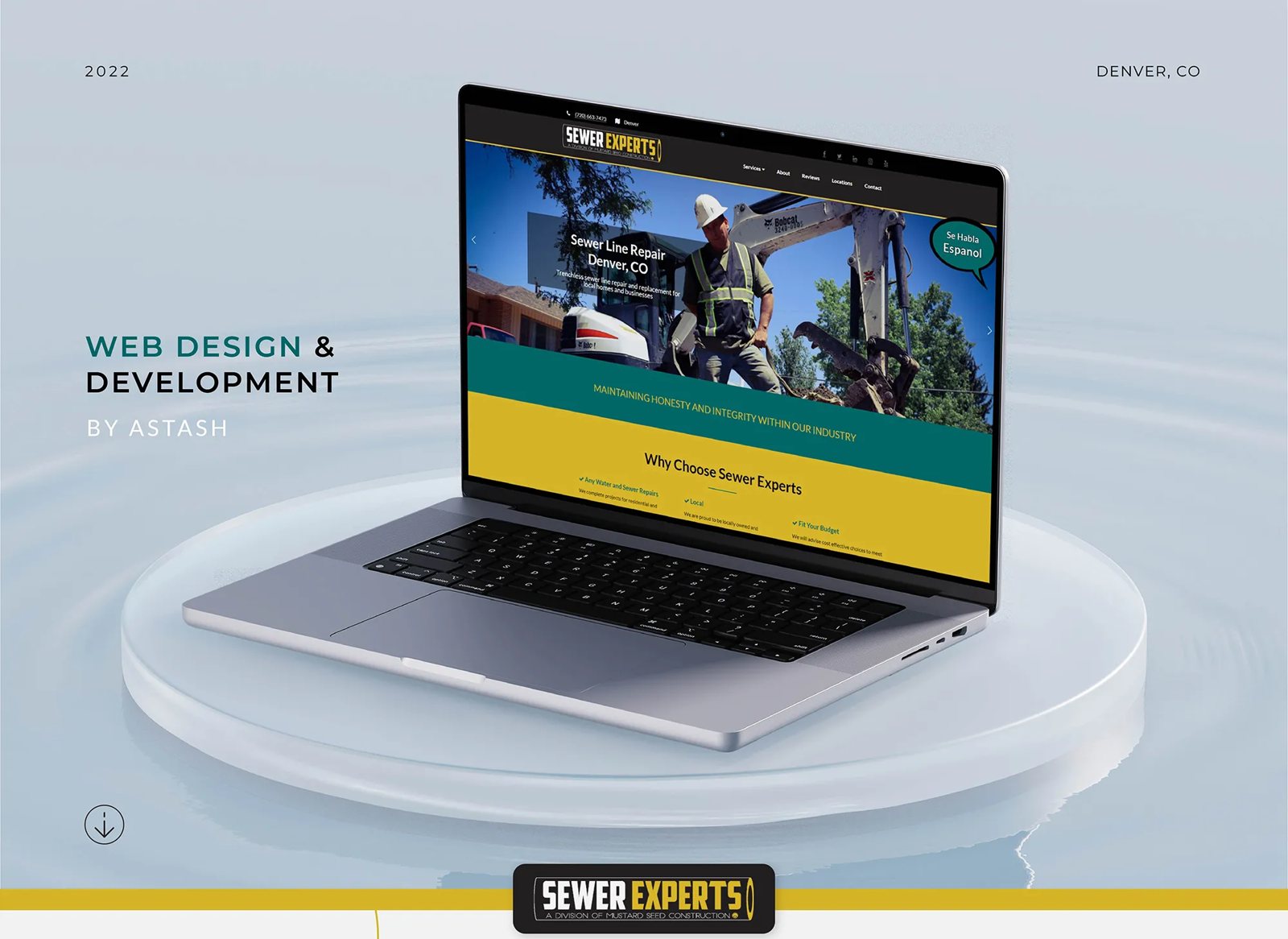 Sewer Experts website on a laptop