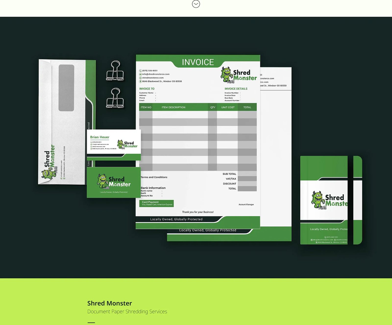 Shred Monster stationery set