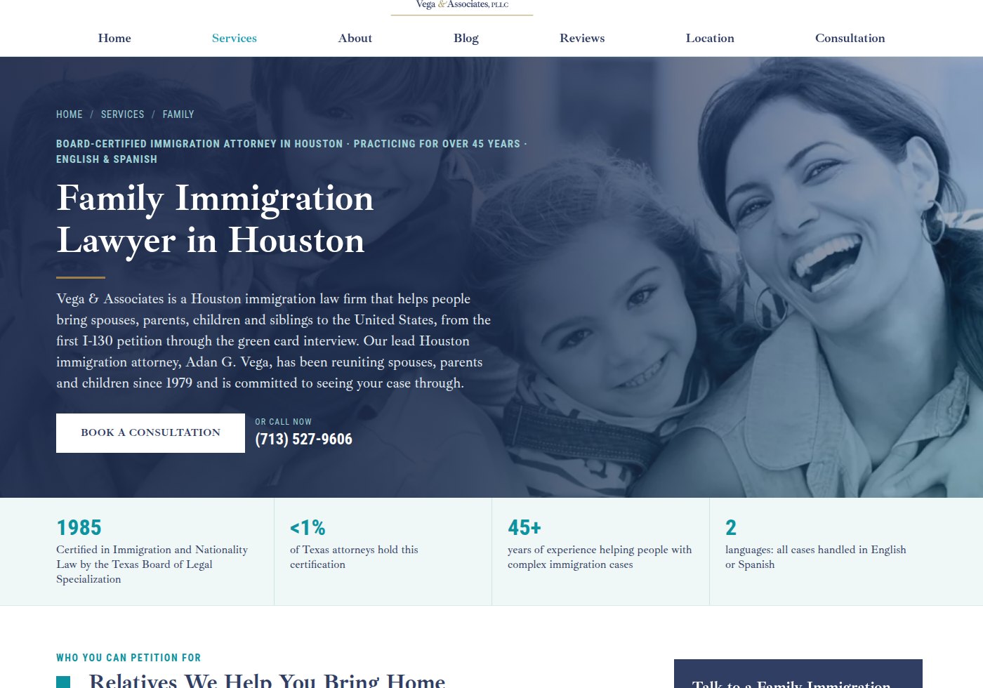 Vega & Associates family immigration page