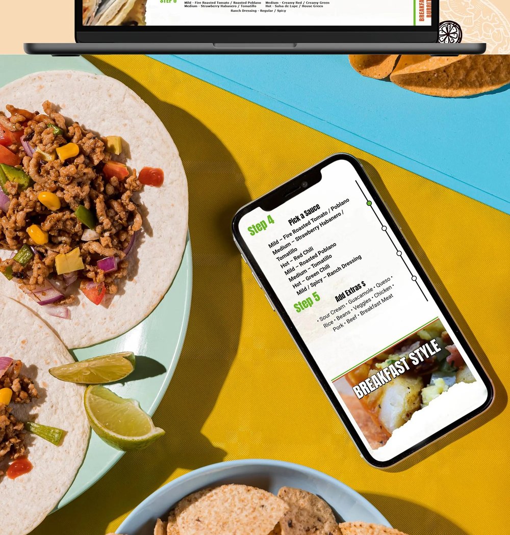 Big City Burrito menu on a phone