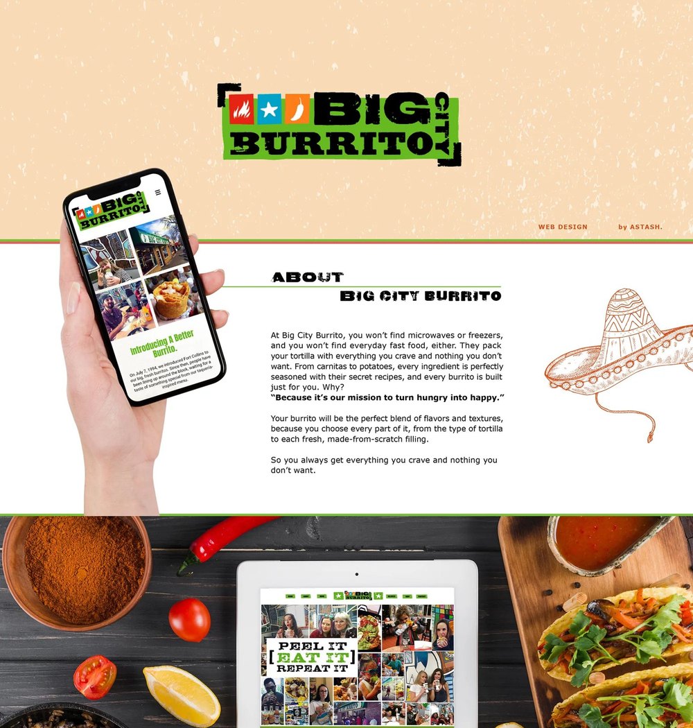 Big City Burrito mobile site and food photography