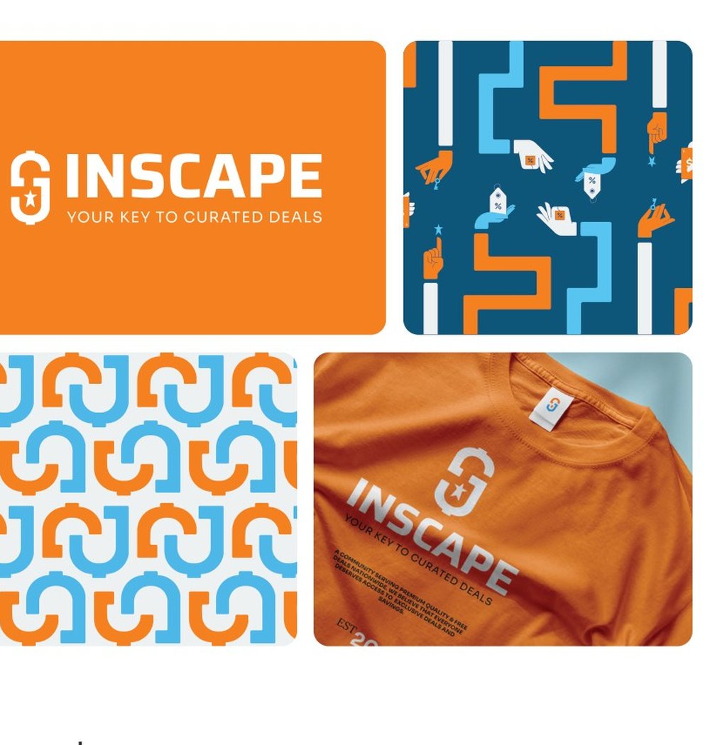 Inscape Deals logo and brand patterns