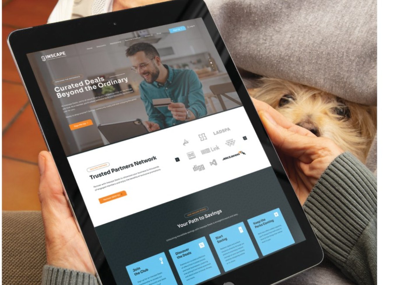 Inscape Deals website on a tablet