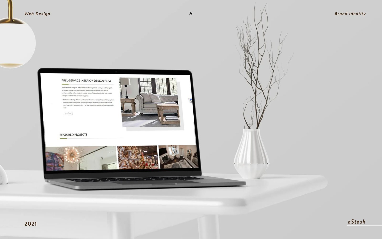 Brown Interiors homepage on a laptop