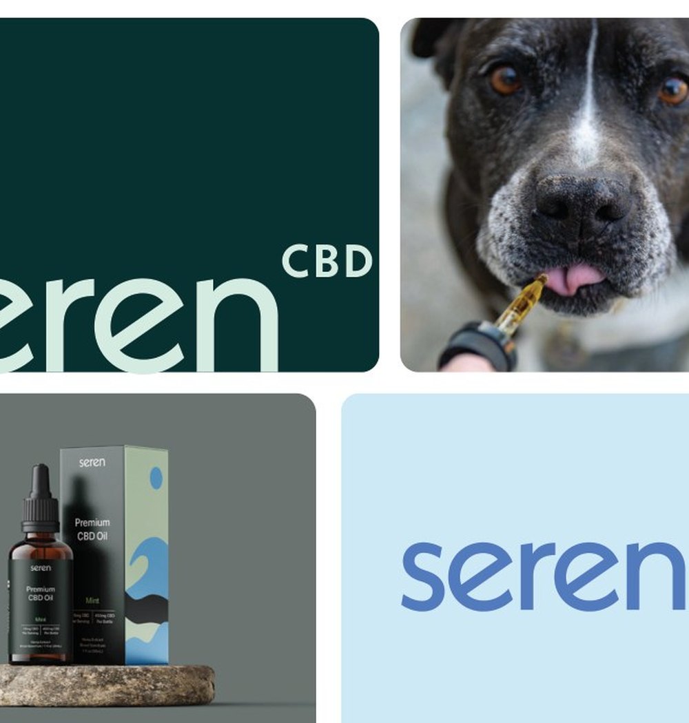 Seren CBD logo system and packaging