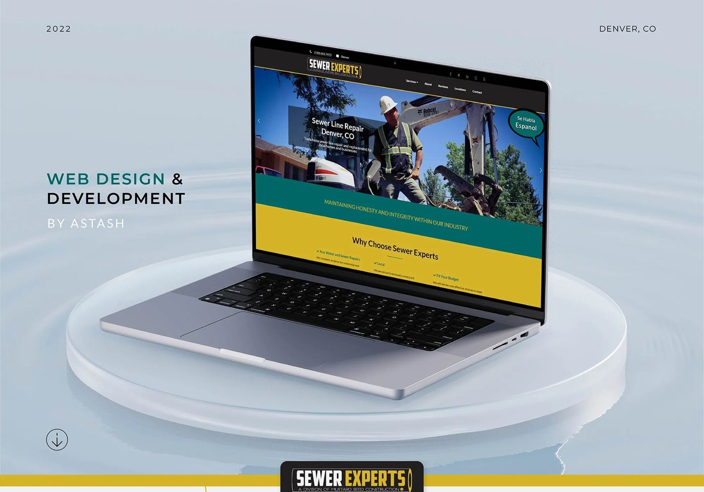 Sewer Experts website on a laptop