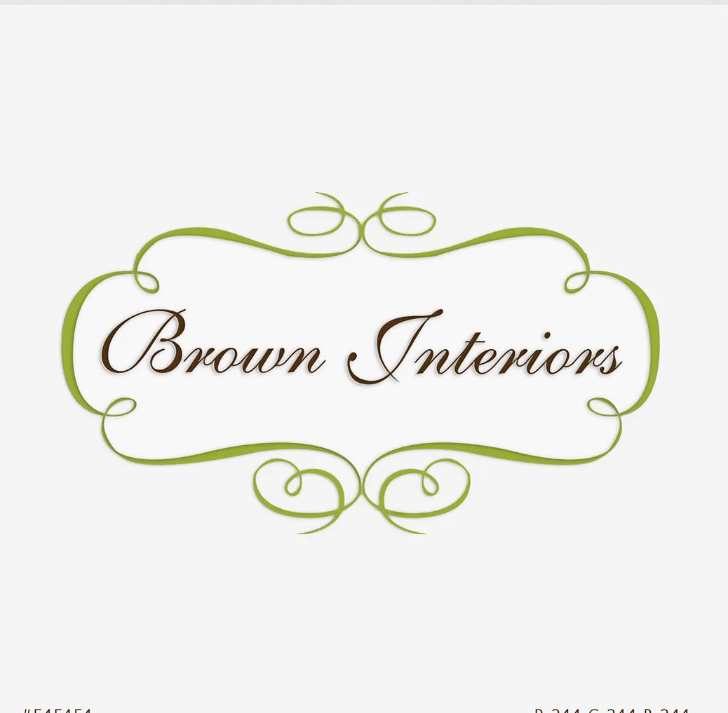Brown Interiors logo on grey background