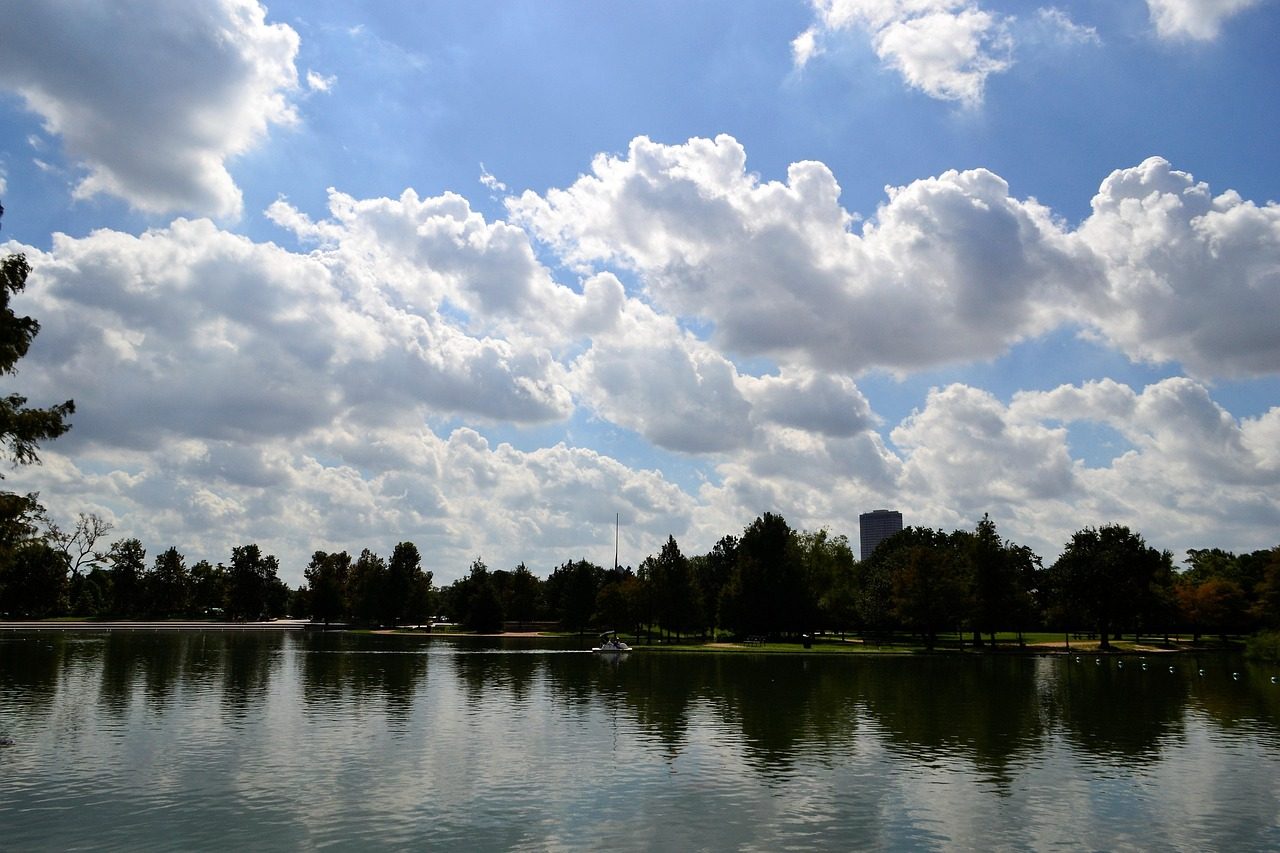 Clouds over a park lake in southeast Texas