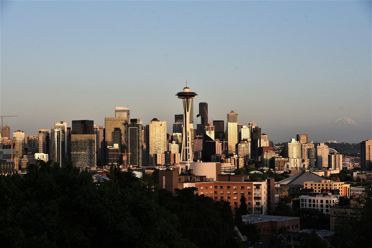 Seattle skyline at sunset from Kerry Park