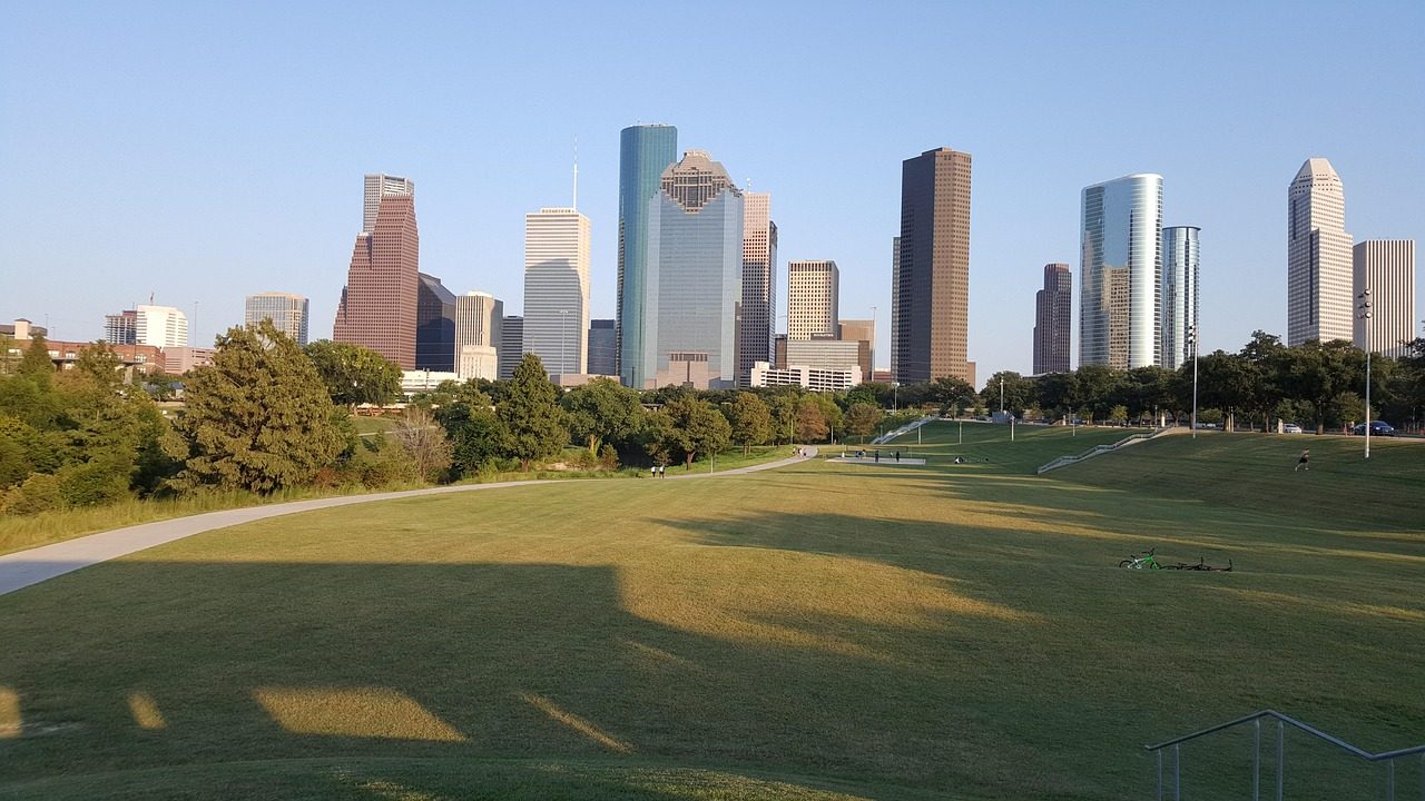 Houston skyline from a park, northeast of Sugar Land