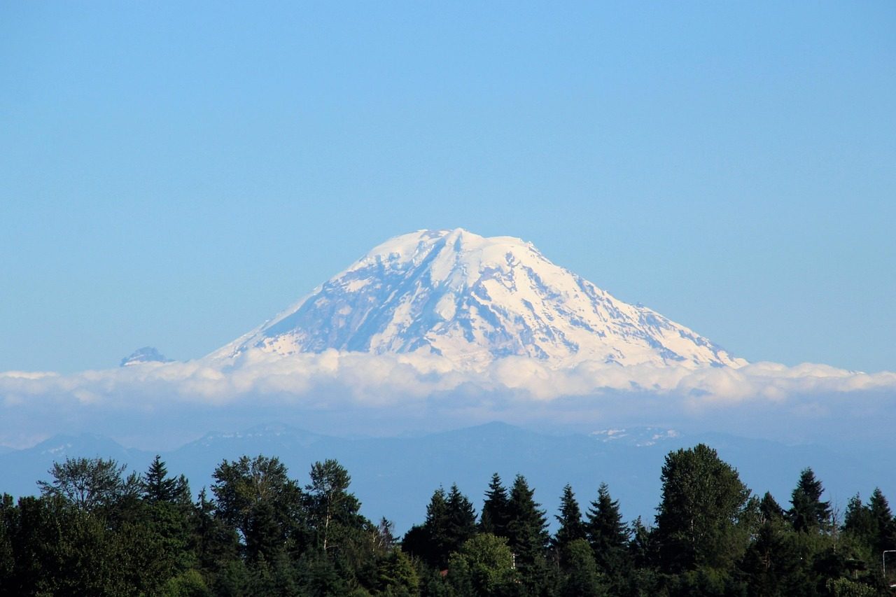 Mount Rainier, east of Tacoma