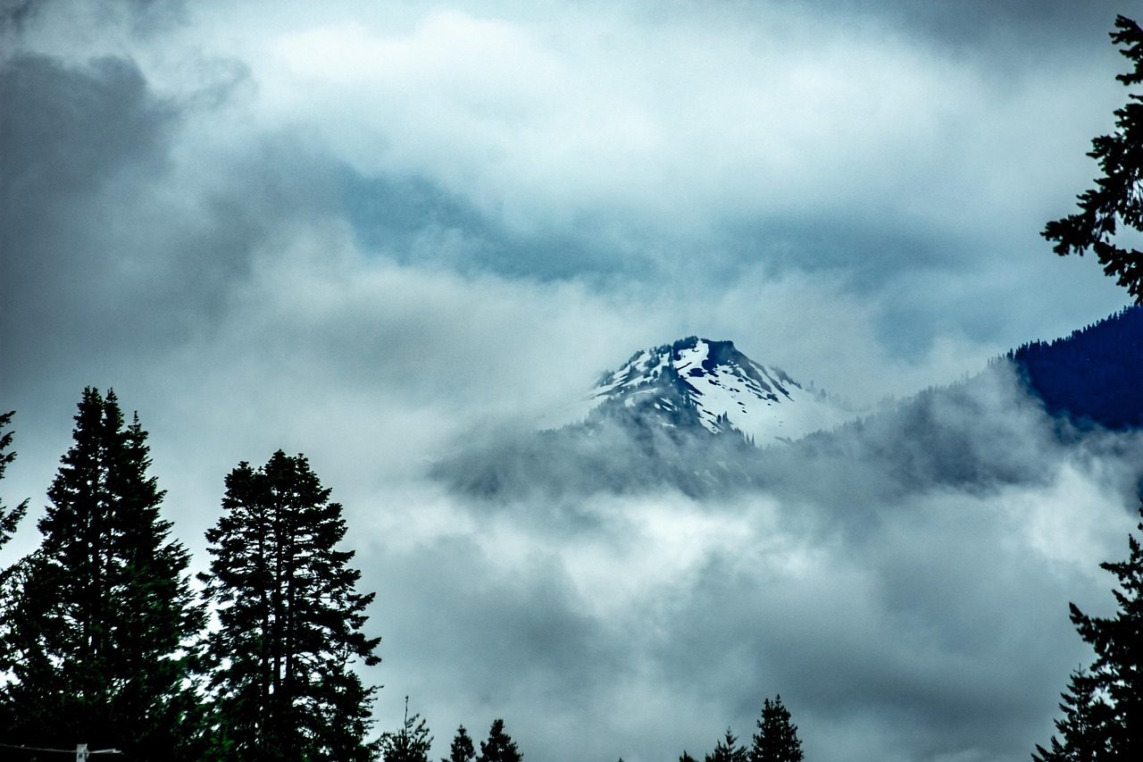 Mount Rainier above the clouds, seen from the South Sound