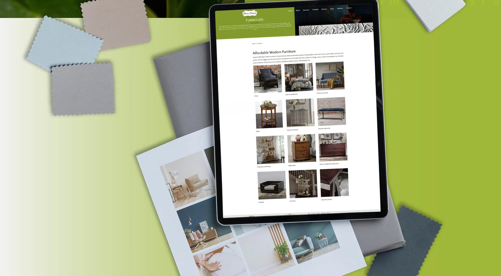 Brown Interiors colour swatches and stationery