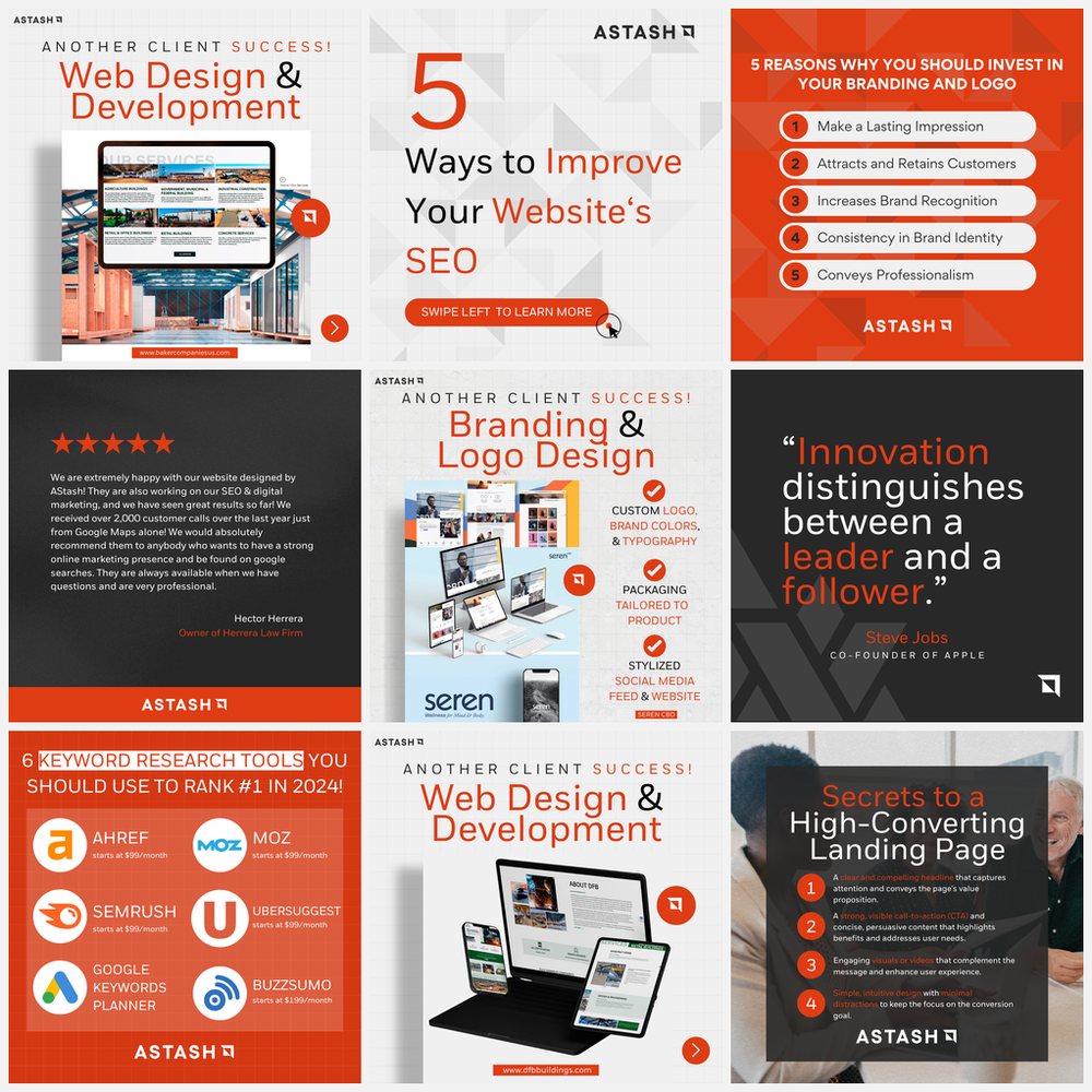 aStash Instagram feed: how-to carousels, client success posts and testimonials